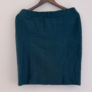 Ann Taylor Pull-On Textured Cotton Blend MIDI Skirt Lined Green - Medium